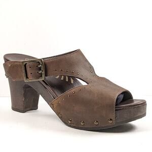 Dansko Ripley Leather Studded Wooden Heel Platform Sandals Size 40 US 9.5-10